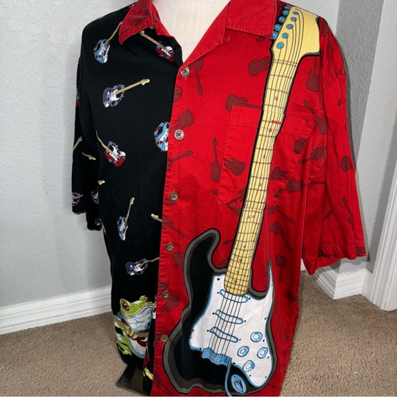 Chillwear Y2K frog guitar all over print graphic Button Front Shirt XL - Picture 9 of 12